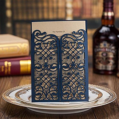 Wishmade Elegant laser cut Gate Fold Design Wedding Engagement Invitations Cards Bridal Shower Invitations CW5102 (1)