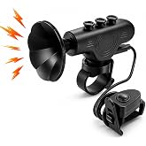 Electric Bike Horn, 120dB Waterproof Electronic Bicycle Bell with 300mAh Rechargeable Battery | Bicycle Horn for Handlebars | Easy Installation Bells for Adults, Kids Mountain Bike &amp; Ebike - Black