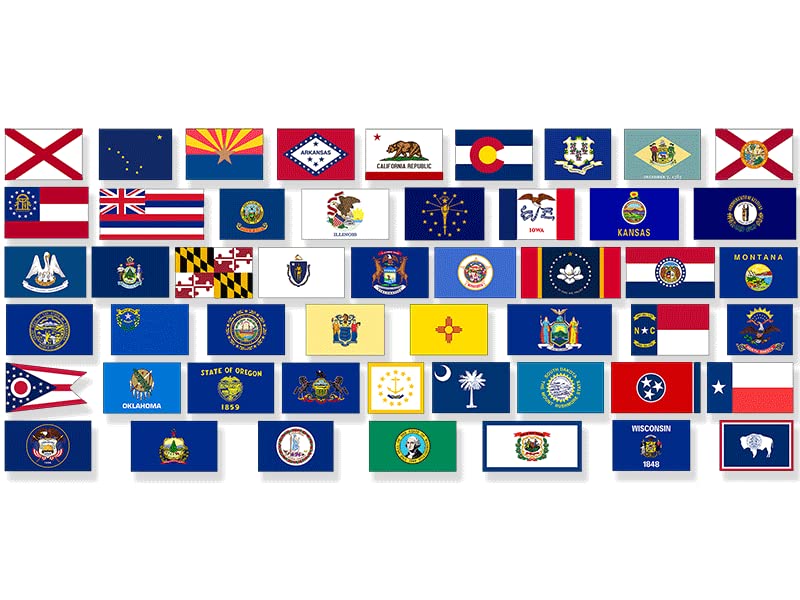 Photo 1 of 1/2 Inch Tall Sheet of All 50 US State Flags Stickers (Set United States US Fifty Vinyl Decal for Scrapbooking Made in USA (.5 inch Tall)