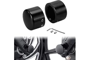 HCmotorku CNC Front Axle Nut Covers, Black Axle Nut Caps Compatible with Harley Touring Road King Street Glide Electra Glide Trike Sportster Iron 883 Dyna Softail Fat Boy 2002-2025