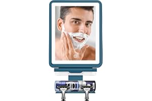 COSMIRROR Shower Mirror Fogless for Shaving with Squeegee to Keep Clean or Remove Foggy Mess, Fogless Mirror for Shower Two Mounting Solution, Dimmable Lighting (3 Color Setting)