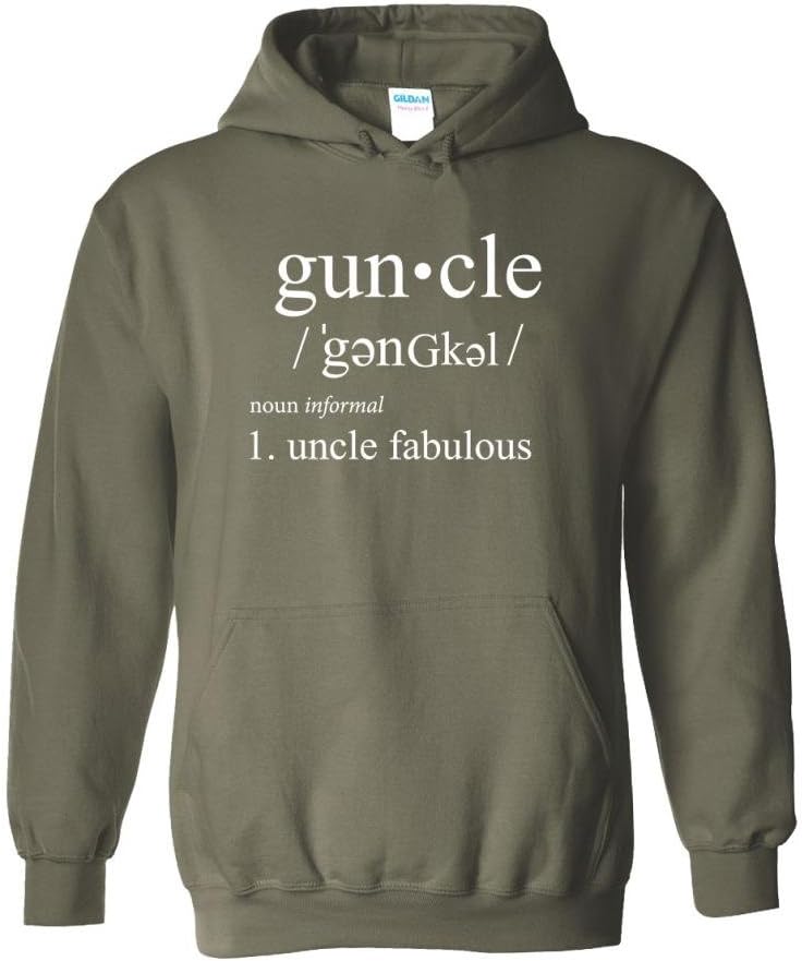 Fat Doxie - Guncle (Gay Uncle) Defined - Adult Hooded Sweatshirt Military Green 5XL