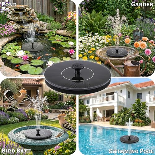 Yeomi Solar Fountain, Floating Solar Water Pump for Bird Bath, Outdoor Water Fountain No Battery or Electricity Needed, Easy to Use for Garden, Pond, Patio