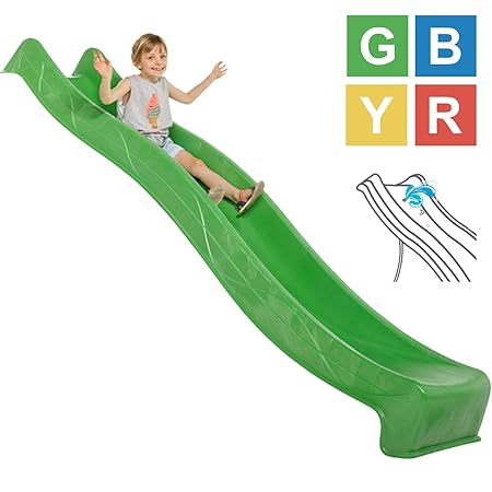 Demmelhuber Rutsche WATERSLIDE 2,90 m mit Wasseranschluss für Spielturm Wellenrutsche Gartenrutsche Kinderrutsche Anbaurutsch