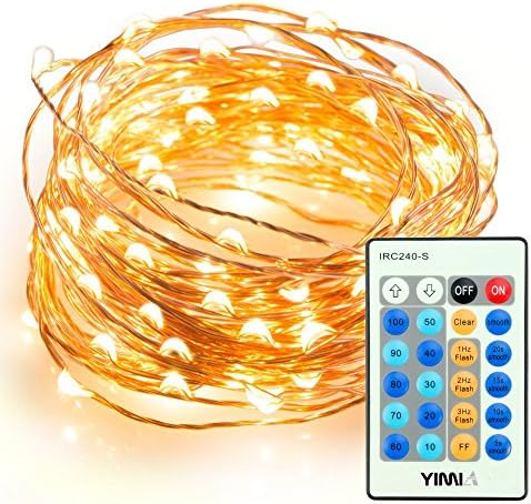 YIMIA Outdoor LED String Lights, 100LED Waterproof Starry String Lights,Copper Wire Lights for Bedroom, Patio, Party, Indoor, Christmas Tree, Decorations, Weddings (33ft , Warm White,Remote Control )