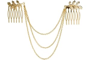 Gold Leaves 3-layers Chains Double Hair Comb Hair Claw Hair Clips Hair Jewelry Attractive and professional