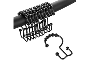 TOPROD Shower Curtain Hooks Rings, Double Sided Shower Hooks Rust Proof for Bathroom Shower Rods Curtains, Durable Stainless 