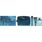Guess Uomo Acqua by Guess for Men - 4 Pc Gift Set 3.4oz EDT Spray, 6oz Deodorizing Body Spray, 3.4oz Shower Gel, Pouch