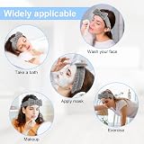 Aomig Spa Headbands for Women Grey Fluffy Bowknot Hair Band Microfiber Elastic view 7