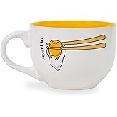 Silver Buffalo Sanrio Gudetama I'm Falling Ceramic Soup Mug Bowl For Ice Cream, Cereal, Beverages | Holds 24 Ounces