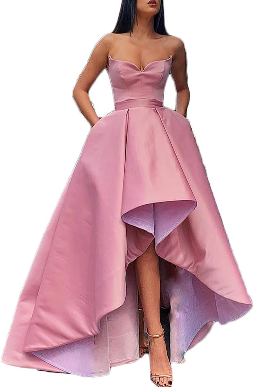 Bobi Bridal Women's Prom Dress Satin High Low Long Evening Ball Gowns