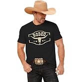 VikkBiss Mens Western Cowboy Rodeo Shirts Vintage Cow Skull Graphic Tees Boho Country Concert Music T-Shirts Tops