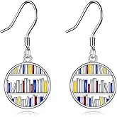 Graduation Gifts for Her Book Earrings 925 Sterling Silver Read Teardrop Drop Dangle Leverback Earrings for Women Jewelry Gifts