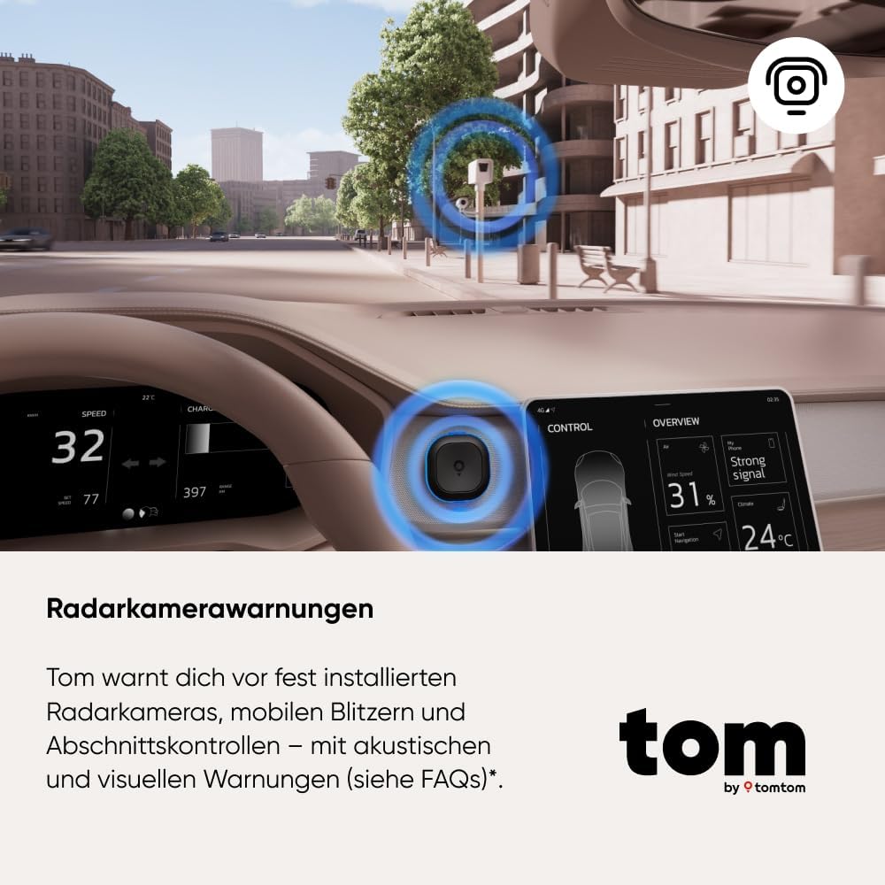 TomTom Verkehrs-Assistent Tom [Neue Software März ’26] (Radarkamerawarnungen, Warnungen vor Staus, Hindernissen und Geschwindigkeitsüberschreitungen, kompatibel mit CarPlay und Android Auto) 3