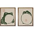 Japanese Frog Wall Art Decor - Japanese Matsumoto Hoji Poster Print - Vintage Japandi Pictures Set - Japan Decor - Wabi Sabi - Cute Funny Animal Poster for Bathroom Decor - Gifts Kids Room Décor