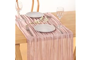 MLMC Dusty Pink Valentine's Day Table Runner Rustic Farmhouse Cheesecloth Table Runner 10ft Gauze Boho Cheese Cloth Table Runner 35x120 Inches for Wedding Girl's Room Baby Shower Decor