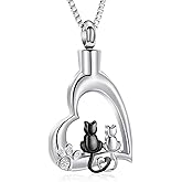 XSMZB Heart Paw Pet Cremation Jewelry for Ashes Cute Cat Memorial Urn Necklace for Women Men Pendant Ashes Holder Keepsake Jewelry