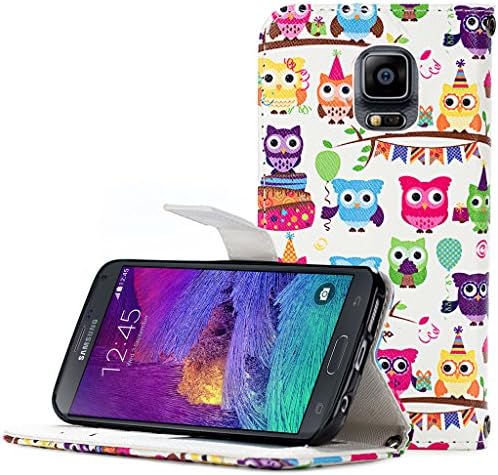 Note 4 Case, Galaxy Note 4 Case, Cellularvilla [Stand Feature] [Slim Fit] Wallet Case, Premium Pu Leather Case Flip Cover [3 Card Slots] For Samsung Galaxy Note 4 (AT&T / T-Mobile) (Multi Owl)