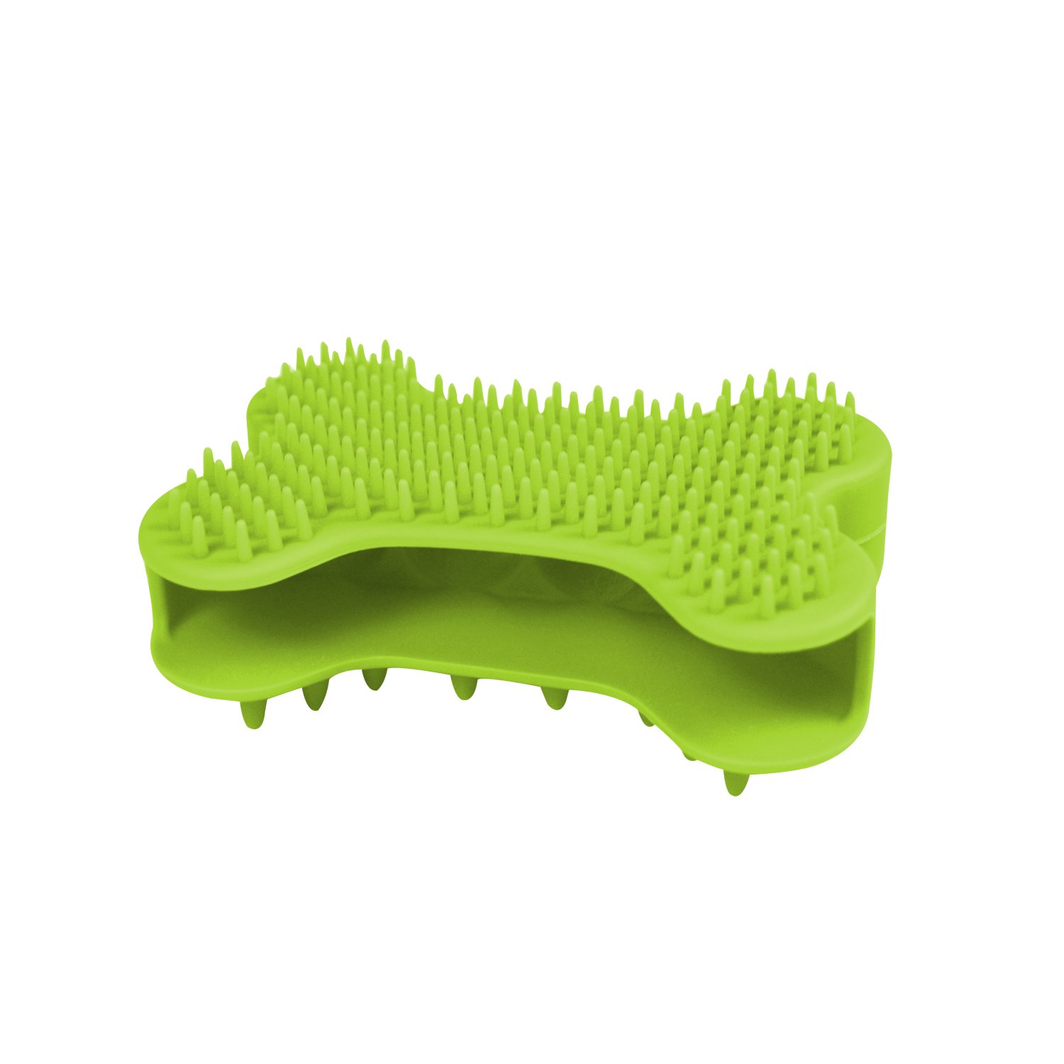 Plazenzon 2 in 1 Dog Bath Brush 100% Silicone Pet Comb for Dogs Cats Bathing, Grooming, Massaging, Shedding or Relaxing, Great for Short Hair Small and Large Dogs Cats and Any Haired Pets Green