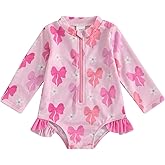 Socutebabe Baby Girl Swimsuit Baby Girls Long Sleeve One Piece Swimsuit Romper Infant Bathing Suit Baby Girl Beach Rash Guard