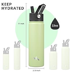 Konokyo 22oz Stainless Steel Bottles with 3 Lids