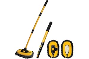 YeewayVeh Car Wash Brush with Long Handle, Car Wash Mop with Replaceable Microfiber Cover, Microfiber Cleaning Supplies with 