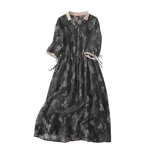 QIGUANDZ Women Korean Style Lace-Up Waist-Defined Henley Shirt Dress Summer  Cotton Linen Half Sleeve Casual A-Line Dresses in Kenya | Whizz Casual