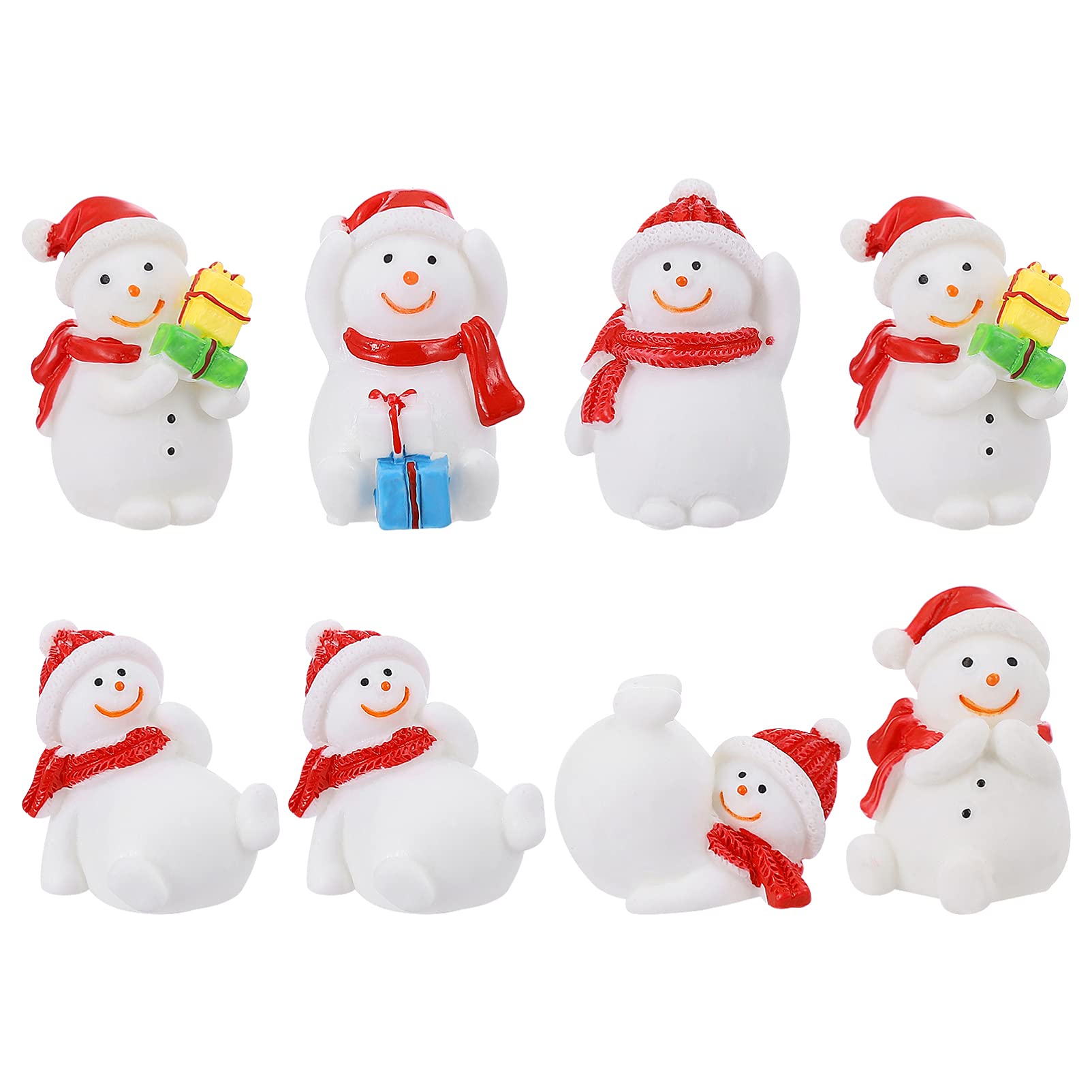 NUOBESTY Christmas Snowman Ornament, Xmas Resin Snowman Miniature Snowman Decoration Snowman Landscape Decors for Christmas Courtyard Party Supplies 8Pcs