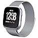 hooroor Compatible Bands Replacement for Fitbit Versa Smart Watch Women Men Small Large, Milanese Loop Stainless Steel Metal Sport Bracelet Strap Magnet Lock Wristbands (Graphite, Small)
