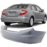 FitParts Compatible with Honda Civic 2012 Rear Bumper Cover | Primed, Without Parking Sensor Holes, Without Tow Hook Hole, Sedan, Hybrid, Ready to Paint, OEM 04715TR3A90ZZ, HO1100272