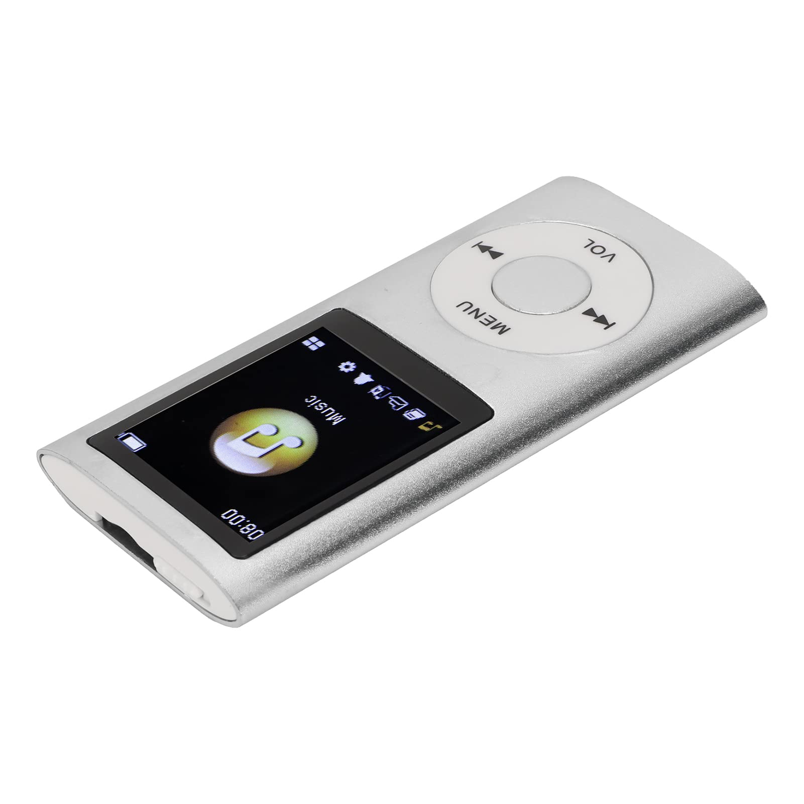 MP3 Player Stylish Multifunctional Lossless Sound Slim 1.8 Inch LCD Screen Portable MP3 Music Player (Silver)