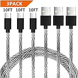 USB Type C Cable,Sonxe 3Pack 10FT USB C to USB A 2.0 Nylon Braided Fast Charging Sync Cable for Nintendo Switch, Google Pixel/Pixel XL,Lumia 950/950xl, Nexus 5x/6p, ChromeBook Pixel and More
