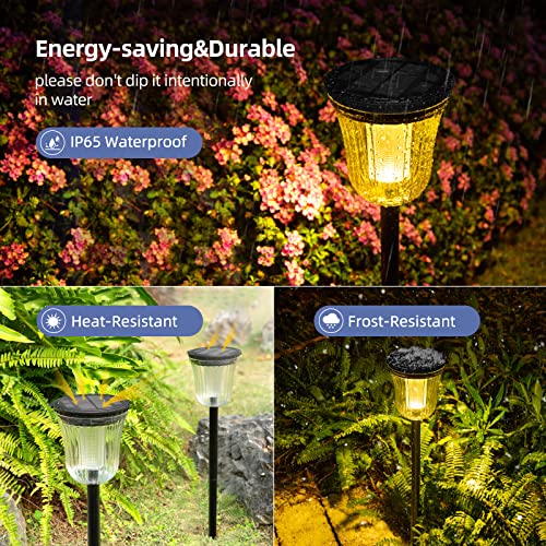 Solar Pathway Lights Outdoor, 4 Pack 200 Lumens Super Bright Solar Path