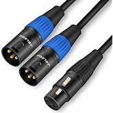 JOLGOO XLR Splitter - Female to Dual Male Y Cable, 1.6 Feet