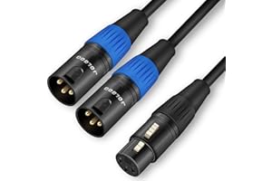 JOLGOO XLR Splitter - Female to Dual Male Y Cable, 1.6 Feet