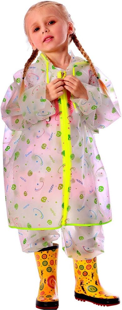 Yuding Big Boy's and Big Girl's Transparent Eva Raincoat 2-Piece Rain Suits