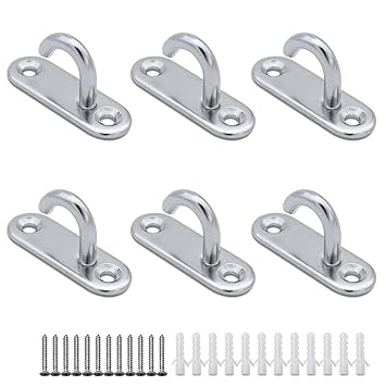Janeyi 6 Pack Stainless Steel 304 Ceiling Hooks M5 Oval Open