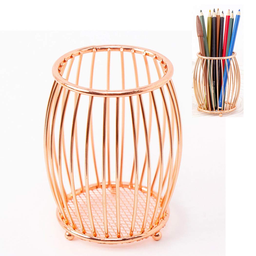 SIPLIV Creative Metal Pencil Holder Pen Container Ideal Desk Accessory Arched Office Pen Organizer - Rose Gold