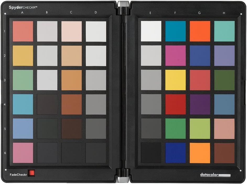 Datacolor Spyder Checkr, Colour Chart for Camera Calibration 48 Target Colours, with Grey Card for In-Camera White Balance