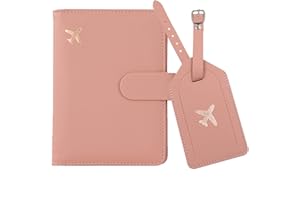 Melsbrinna Rfid Passport Holder for Travel women/Men Set Travel Suitcase Tag, Cute Passport Wallet Rfid Blocking Card Slots, Rfid Passport Cover/CaseTravel Wallet (Pink)