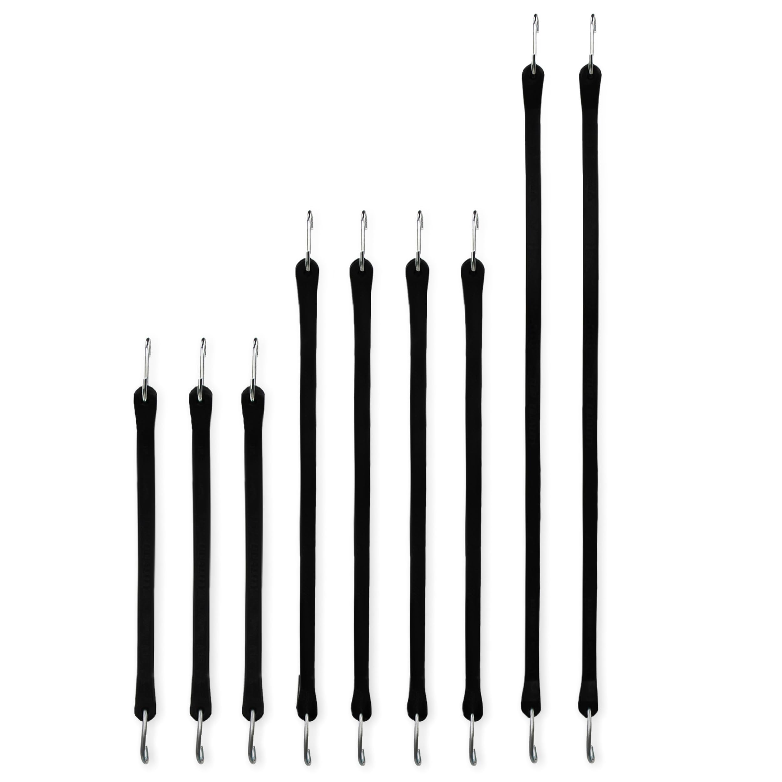 ABN EPDM Assorted Bungee Cords with Hooks, 9pk – Heavy Duty Rubber Bungee Cord Set, Tarp Straps, Bungee Tie Downs