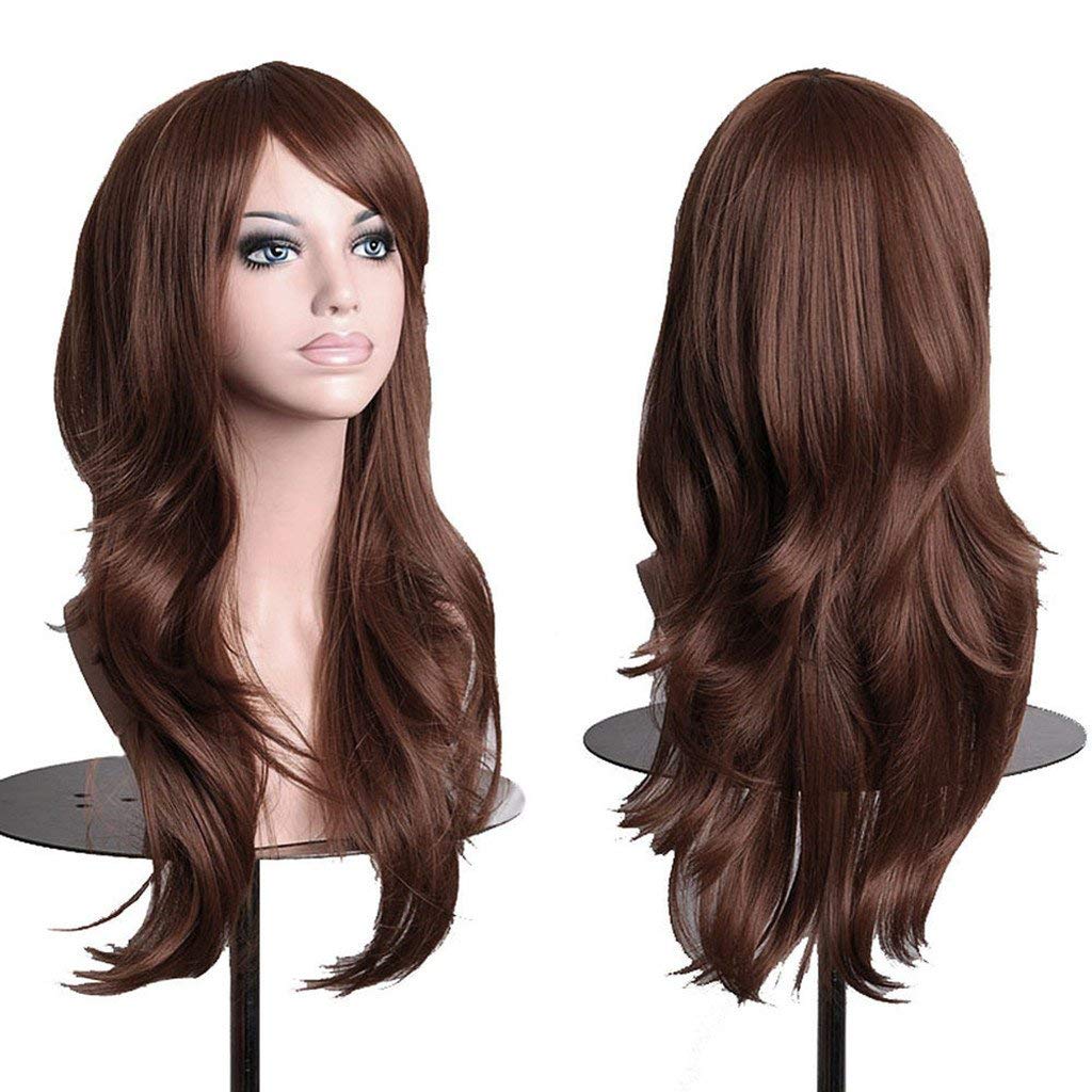 Colorfulpanda 28" 70cm Long Brown Curly Full Wavy Hair Wig Anime Cosplay Halloween Costume Party Synthetic Wigs for Women Girls Dark Brown — image 1