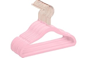 MIZGI Baby Velvet Hangers，Non-Slip Kids & Toddler Hanger, 11.75 Inch Hangers for Baby Clothes,Pack of 50(Pink)
