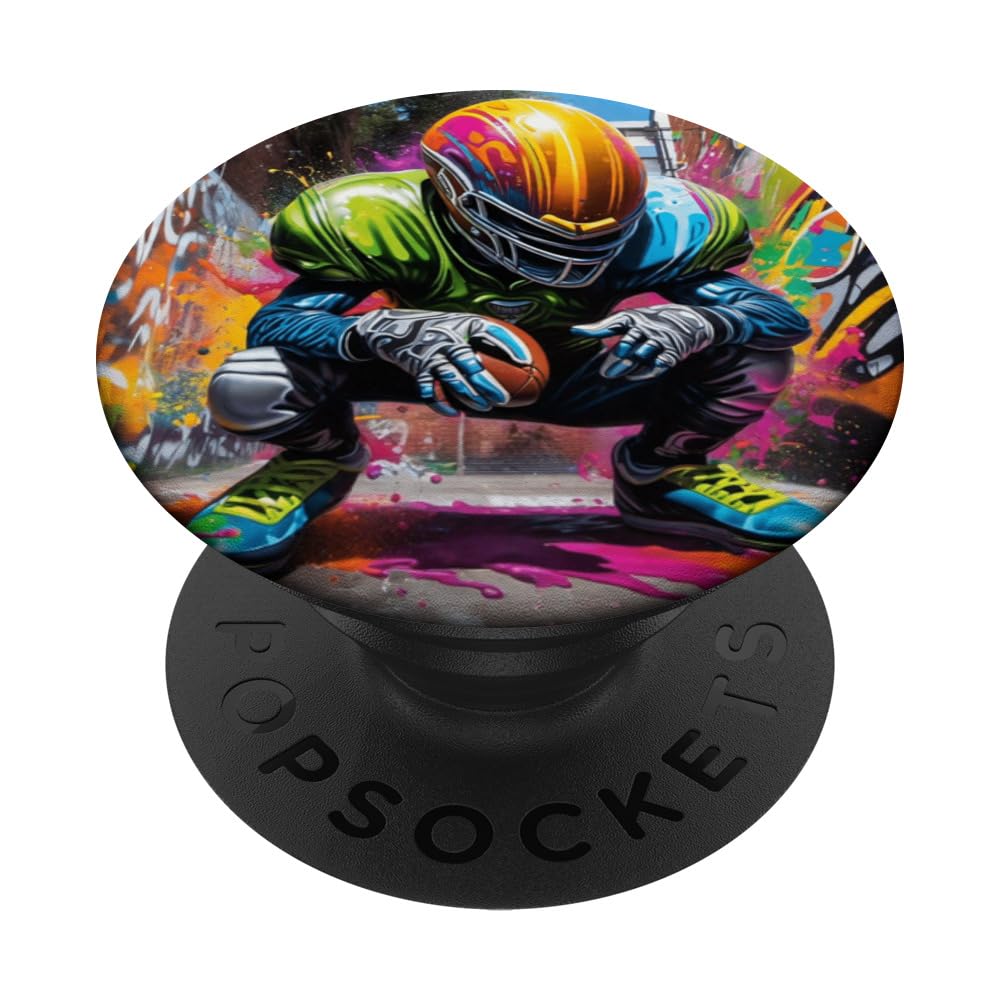 Surreal Graffiti Alien Football Athlete Sports Graphic PopSockets Swappable PopGrip