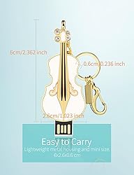 ZJR USB Flash Drives 128gb Cute Violin Shape Thumb