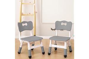 WHY TOYS Adjustable Kid Chairs Indoor 3 Level Adjustable Suitable for Children Age 2-6. Maximum load-bearing 220LBS Suitable for Family Classroom and Nursery Child Seat Set (2-Pack-Dark Grey)