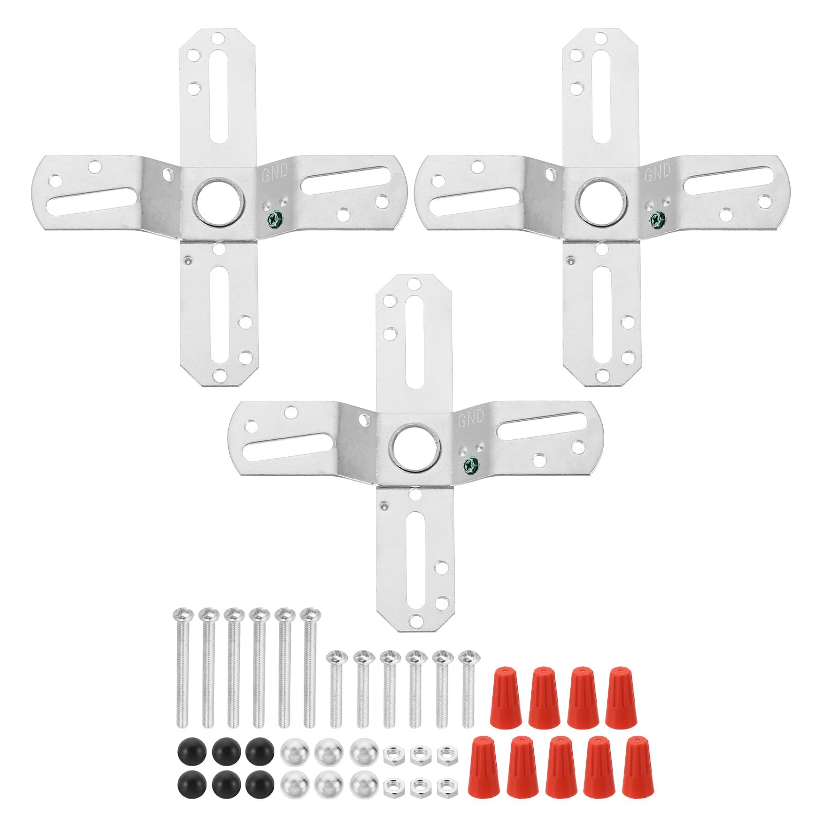 PATIKIL 4" Light Crossbar, 3 Set Steel Cross-Shaped Wall Mounting Bracket 360 Rotation Universal Lamp Fixture with Screws for Chandelier Light, Silver Tone