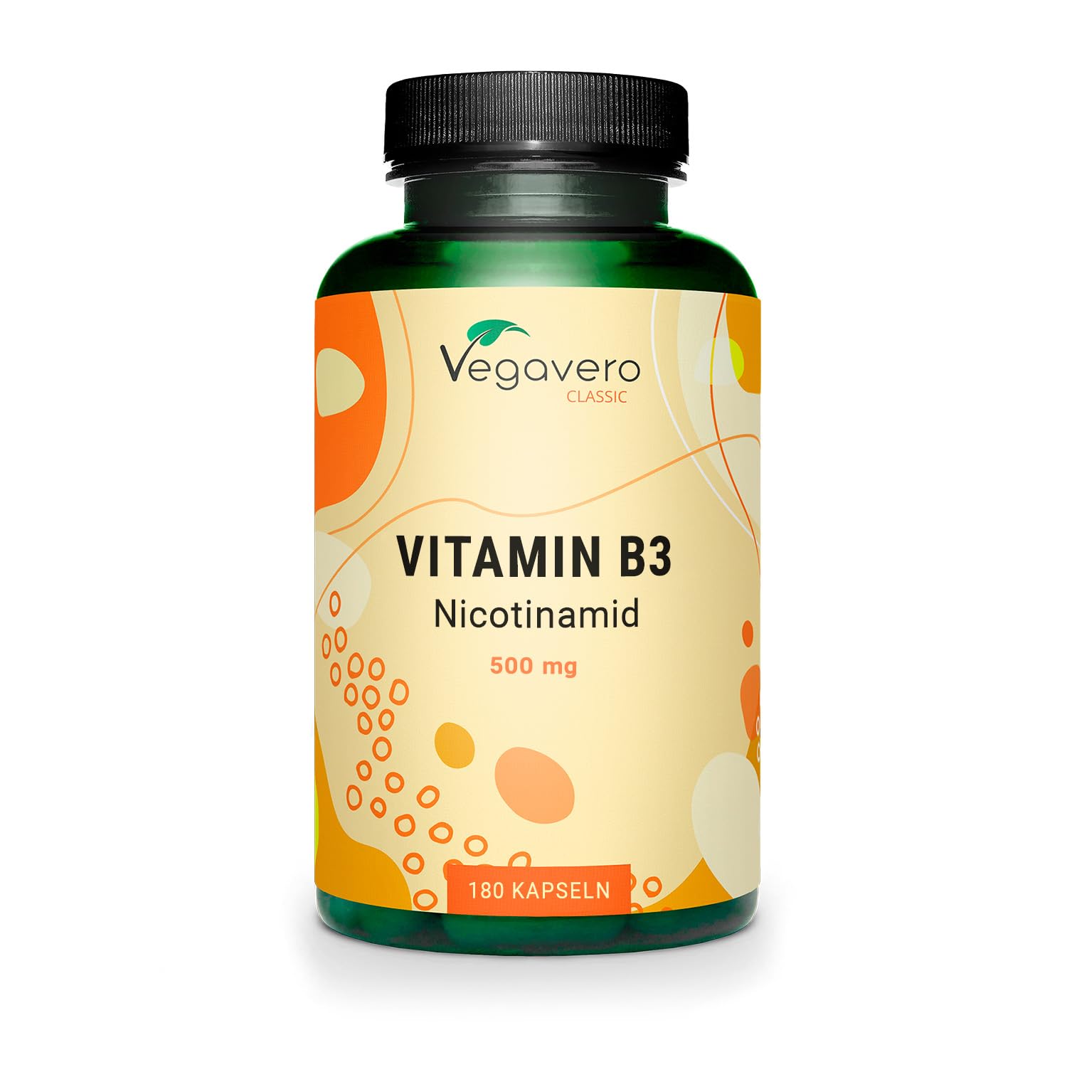Vegavero Vitamin B3 Nicotinamide 500 mg | Flush Free Niacinamide | NO Additives, Lab-Tested | 180 Capsules | Vegan