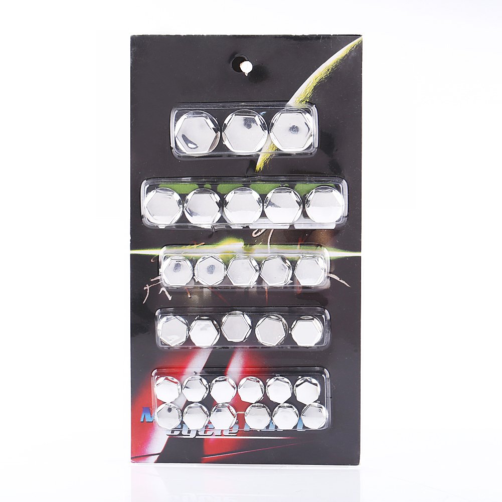 Bolts Toppers Caps, Fydun Motorcycle Screw Caps,30Pcs Motorcycle Screw Cover Motorcycle Motorbike Hex Socket Screw Nut Bolt Cap Cover Decoration (Silver)