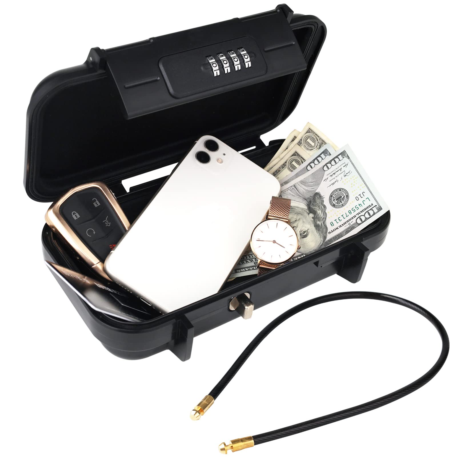 NBYT portable safe, money box, beach safe, beach valuables safe, code changeable, detachable wire rope, waterproof and anti-theft, used in hotels, sports venues, travel and vacation